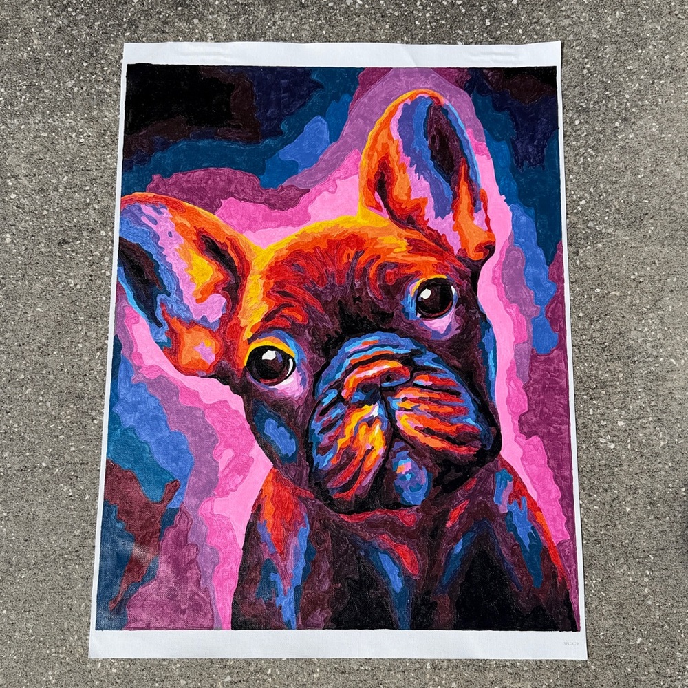 Colorful Frenchie Pet Dog Painting  16”x 20” Unframed